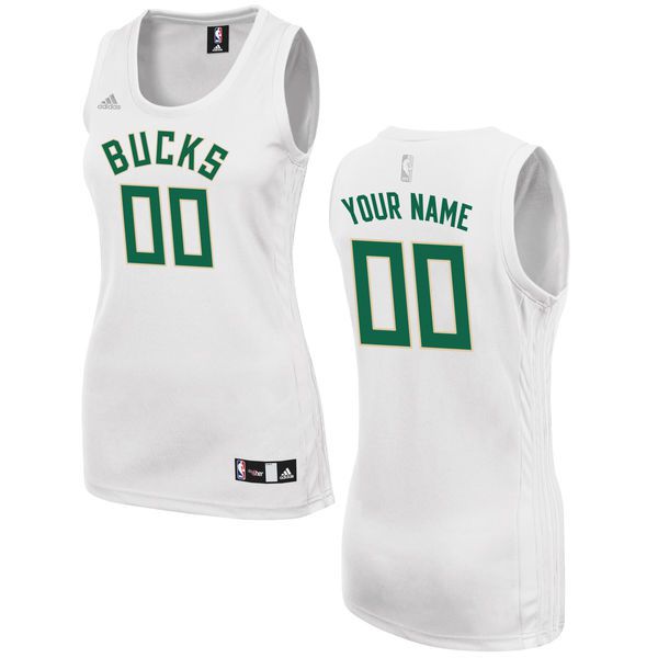 Women Milwaukee Bucks Adidas White Custom Fashion NBA Jersey